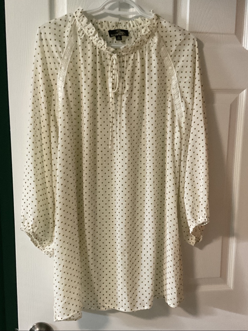 Suzanne Betro Ivory Tunic with Black Polka Dots